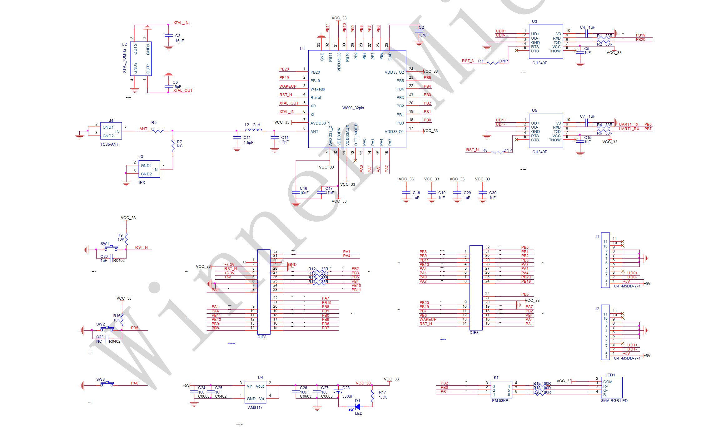 W800-Arduino Schematic Diagram of the Development Board